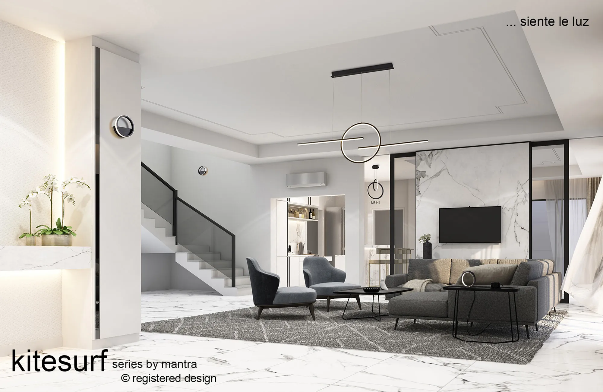 Kitesurf Black Ceiling Lights Mantra Ring Pendants